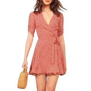 Reformation monica wrap mini dress M